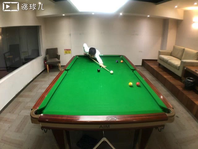 台球四级考试题3:四边库9颗球一杆清台，最后打8号球#台球分级考试#